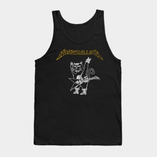 Meowtallica bandshirt cartoon Tank Top